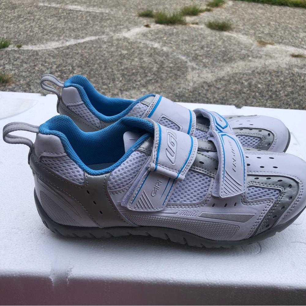 Louis Garneau Ergo Grip Cycling Shoes Women's White/Silver/Blue Size 9 - Picture 2 of 13